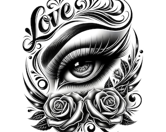 Chicana Lowrider Art, Black and White Latina Clipart (Digital Download)