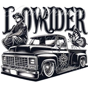 Mexican Clipart, Latino Black and White Sublimation PNG, Latina Clipart, Chicano Art, Cholo Lowrider Digital Download