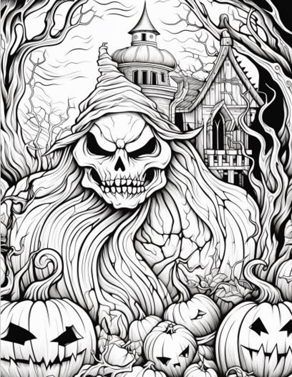 120 Halloween Coloring Pages for Adults - Etsy