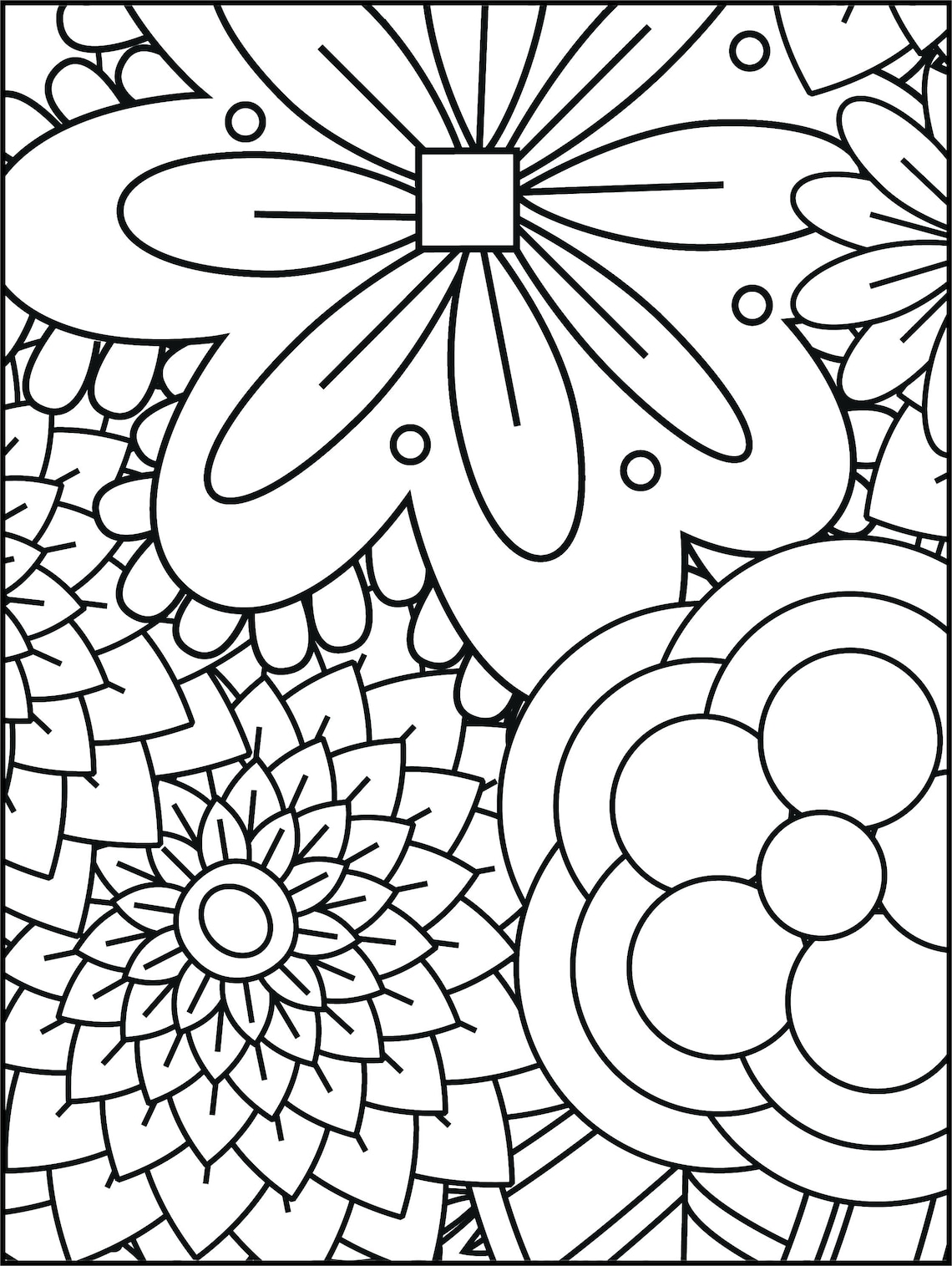 Relaxing Coloring Pages: Flowers Vol 2 (110 Pages) - Etsy