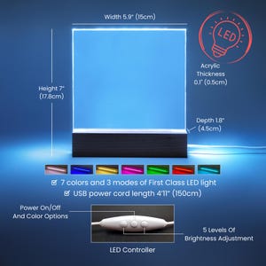 Mapa estelar personalizado por fecha: regalo para pareja o recién casados, regalo de aniversario, mapa de constelaciones personalizado, cielo nocturno por fecha, recién casados Acrylic Square with LED Corded Base
