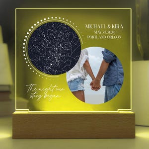 Mapa estelar personalizado por fecha: regalo para pareja o recién casados, regalo de aniversario, mapa de constelaciones personalizado, cielo nocturno por fecha, recién casados imagen 2