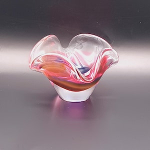 工芸品 Swedish Flygsfors art glass Coquille Paul Kedelv Coquille Flygsfors Art Glass Decorative Bowl