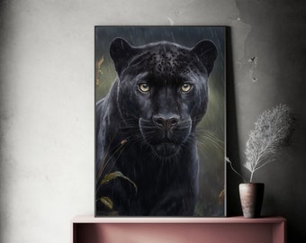 Panthera Jaguar | Realism Painting | AI Digital Printable | Wall Art | Birthday Gift | Cat Housewarming Modern