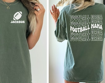 Custom Football Mama Shirt, Comfort Colors Football T-shirt, Personalized Football Mama Shirt, Football Mom Gifts, Game Day Tee