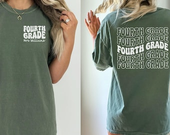 Custom Fourth Grade Teacher Shirt, Personalized Teacher Name T-shirt, Retro Back to School Tee, 4th Grade Teacher Gifts, Comfort Colors