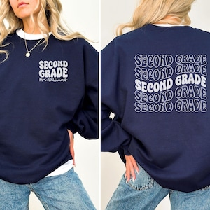 Custom Second Grade Teacher Sweatshirt, Personalized Name 2nd Grade Shirt, Second Grade Teacher Gift, Teacher Appreciation Gifts