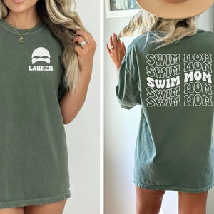 Custom Swim Mom Shirt, Comfort Colors Swim T-shirt, Personalized Swim Mom Shirt, Swim Mama Gifts, Swim Meet Tee Moss