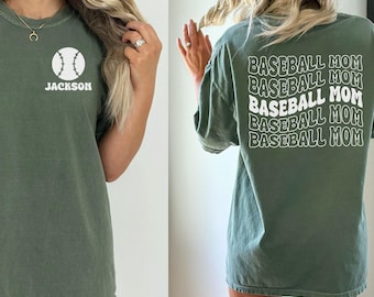 Custom Baseball Mom Shirt, Personalized Baseball T-shirt, Comfort Colors Baseball Mama Shirt, Baseball Mom Gifts, Game Day Tee