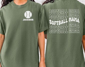 Custom Softball Mama Shirt, Comfort Colors Softball T-shirt, Personalized Softball Mama Shirt, Softball Mom Gifts, Game Day Tee