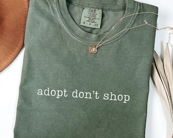 Comfort Colors Adopt Don't Shop Shirt, Rescue Dog Mom Shirt, Rescue Cat Owner Gift, Shelter Volunteer Shirt, Animal Rescue Shirt