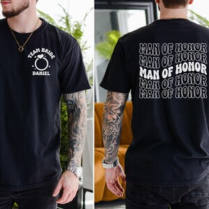 Custom Man of Honor Shirt, Team Bride Comfort Colors Shirt, Bridal Party T-shirt, Bridesman Proposal Gift, Wedding Shirts, Bachelorette Tee Preto