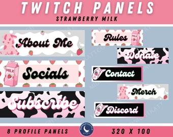 Strawberry Milk Twitch Panel Pack