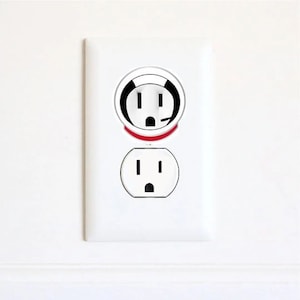 Astronauta Apollo - Adesivo de arte de parede com tomada elétrica - Decoração de casa - Adesivos - Presentes
