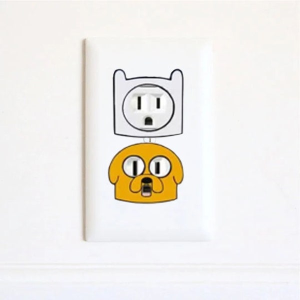 Adventure Time - Stickers - Adventure Time Keychain - Adventure Time Cosplay - Finn and Jake - Electric Outlet Wall Art Sticker - Home Decor