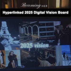 BECOMING HER IN 2025 Vision Board - Canva Vision Board Template 2025