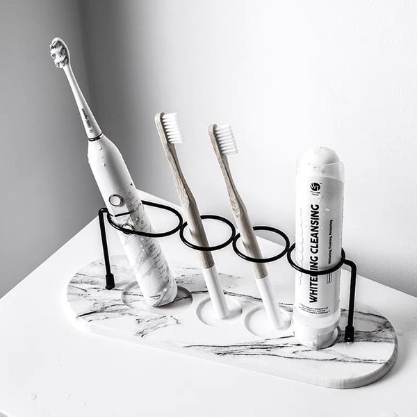 Marble Pattern Toothbrush Holder, Bathroom Decor, Bathroom Tidy, Housewarming Gift, Gift, Minimalist, Modern Bathroom Decor