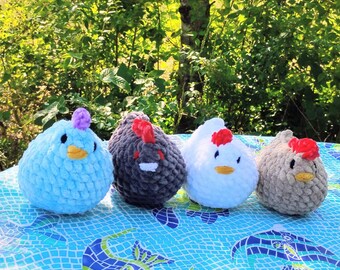 Crochet Stardew Chickens amigurumi plushies