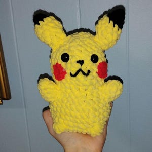 Yellow electric mouse crochet plush