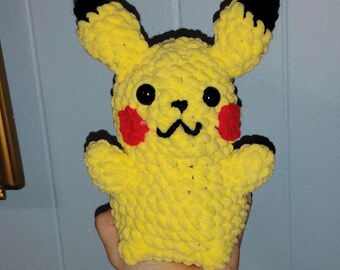 Yellow electric mouse crochet plush