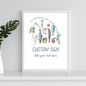 Fishing Birthday Party Sign: Editable &#39;The Big One&#39; Decor (8x10 Printable)