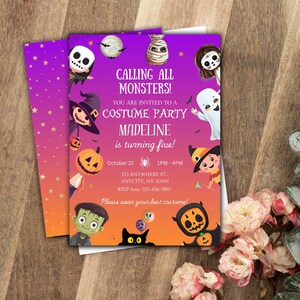 Editable Halloween Party Invitation: Spooky Kids Costume Party (5x7 inch Digital Template Canva)