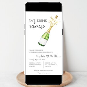 Champagne Rehearsal Dinner EVITE Invitation, Rehearsal Dinner Invite, Minimalist Rehearsal Dinner, champagne Wedding Rehearsal evite