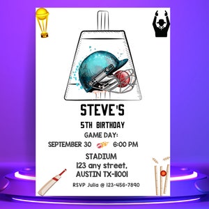Editable Cricket Birthday Party Invitation (Canva Download)