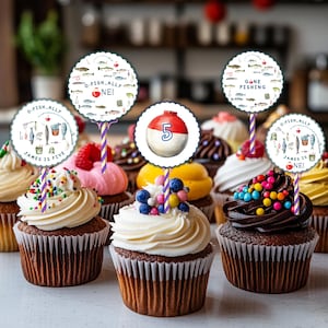 Fishing Birthday Party Cupcake Toppers, O-Fish-Ally One 1st Birthday Cupcake Tags, Canva Toppers Labels Favors Party Decor Instant Download