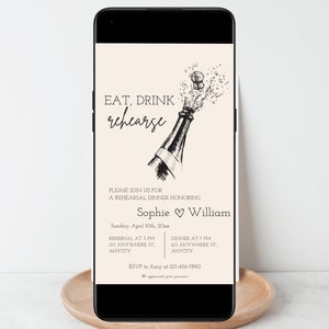 Champagne Rehearsal Dinner EVITE Invitation, Rehearsal Dinner Invite, Minimalist Rehearsal Dinner, champagne Wedding Rehearsal evite