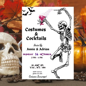 Editable Costumes And Cocktails Halloween Party Invitation Adult Halloween Party Boos or Brew Party Download Canva
