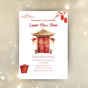 Editable Lunar New Year Party Invitation: Year of the Snake (Canva Template)