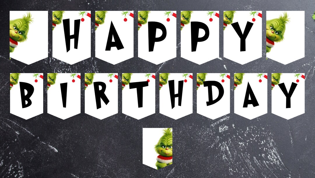 Grinch Happy Birthday Banner Baby Grinch Birthday Decoration Grinch ...