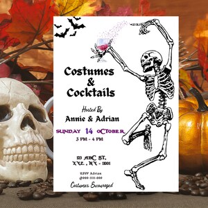 Editable Costumes And Cocktails Halloween Party Invitation Adult Halloween Party Boos or Brew Party Download Canva