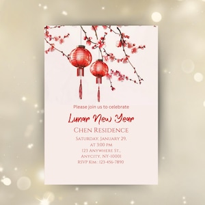 Editable Lunar New Year Party Invitation: 2025 Year of the Snake (Canva Template Instant Download)