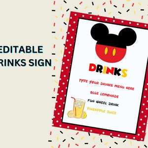 Mickey Mouse 8x10 Sign Package 17 Signs Free Condiment Labels INSTANT ...