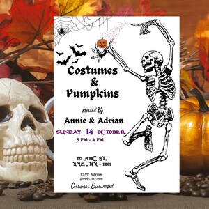 Editable Costumes And Pumpkins Halloween Party Invitation Adult Halloween Party Boos or Brew Party Download Canva
