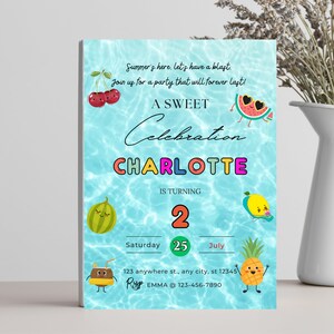 Tropical Fruit Fiesta Birthday Invitation: Summer Party (Digital)
