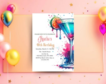 Any Age Birthday Invitation, Birthday Invite, Editable Minimalist Birthday Modern 40th Birthday invite