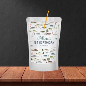 Fishing Birthday Party Juice Pouch Label O-Fish-Ally One 1st Birthday Party Decor Fisherman Birthday Party Decor Instant Download , Canva