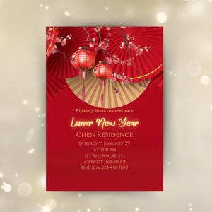 Editable Lunar New Year Invitation: 2025 Year of the Snake (Canva Template)