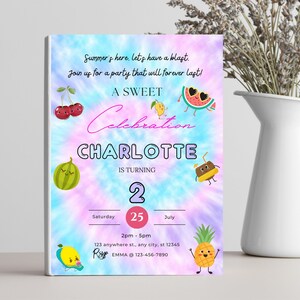 Tropical Fruit Fiesta Birthday Invitation: Summer Party (Digital Download)