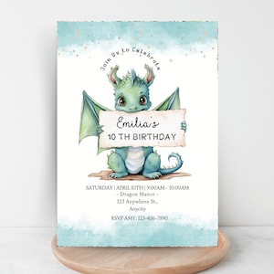Drachen Geburtstagsfeier Einladung: Magische Kinder Einladung (Digitaler Download)