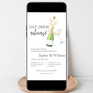 Champagne Rehearsal Dinner EVITE Invitation, Rehearsal Dinner Invite, Minimalist Rehearsal Dinner, champagne Wedding Rehearsal evite