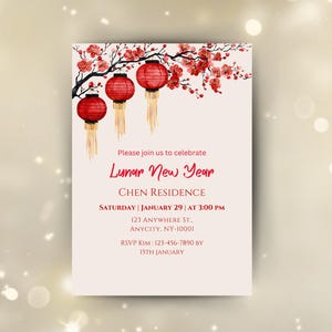 Editable Lunar New Year Invitation: 2025 Year of the Snake (Canva Template)