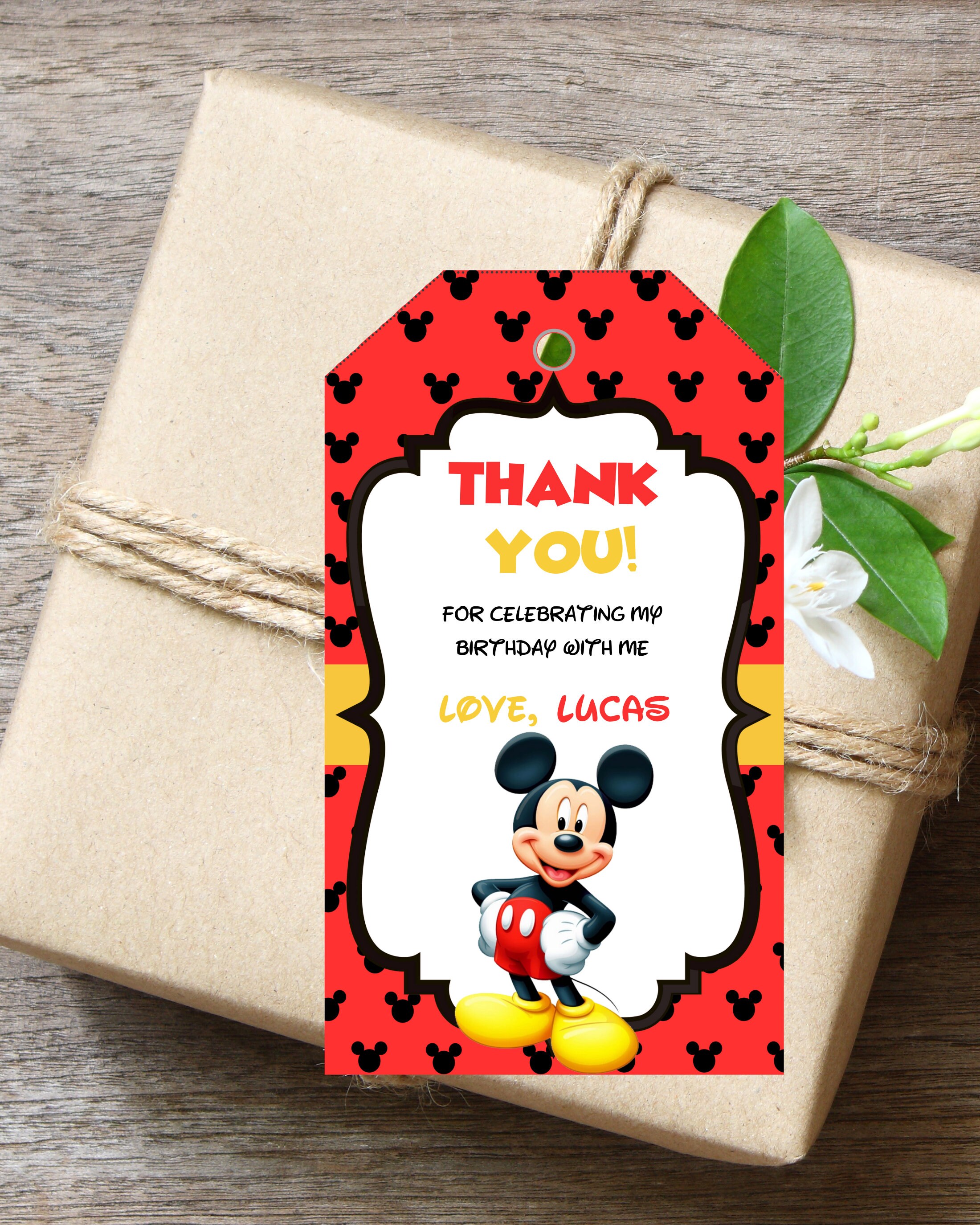 Simple Modern Mickey Mouse Baby Shower Thank You Invitation