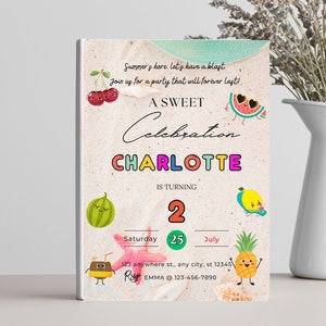 Tropical Fruit Fiesta Birthday Invitation: Summer Party (Digital)