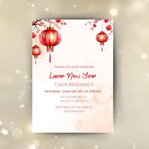 Editable Lunar New Year Invitation: 2025 Year of the Snake (Canva Template)
