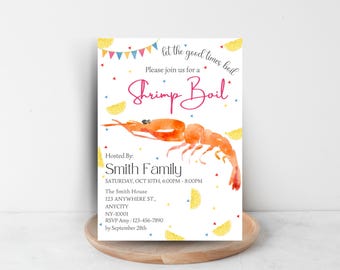 Editable Shrimp Boil Invitation: Summer BBQ Party (Digital Download)