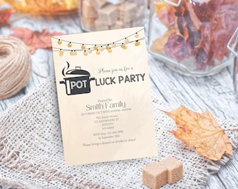 Potluck Party Invitation: Editable Canva Template (Digital Download)